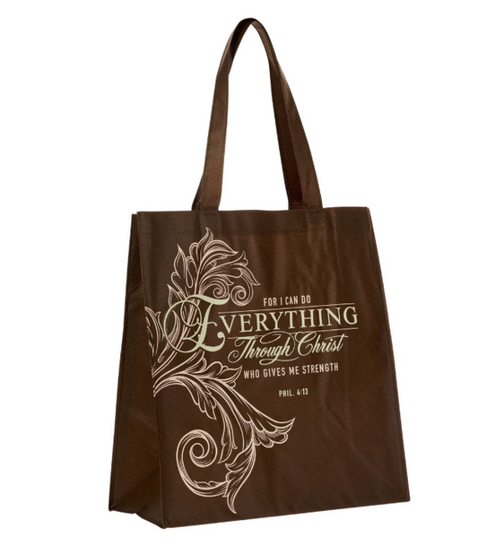 Everything Through Christ Fluted Iris Shopping Tote Bag - Philippians 4:13
